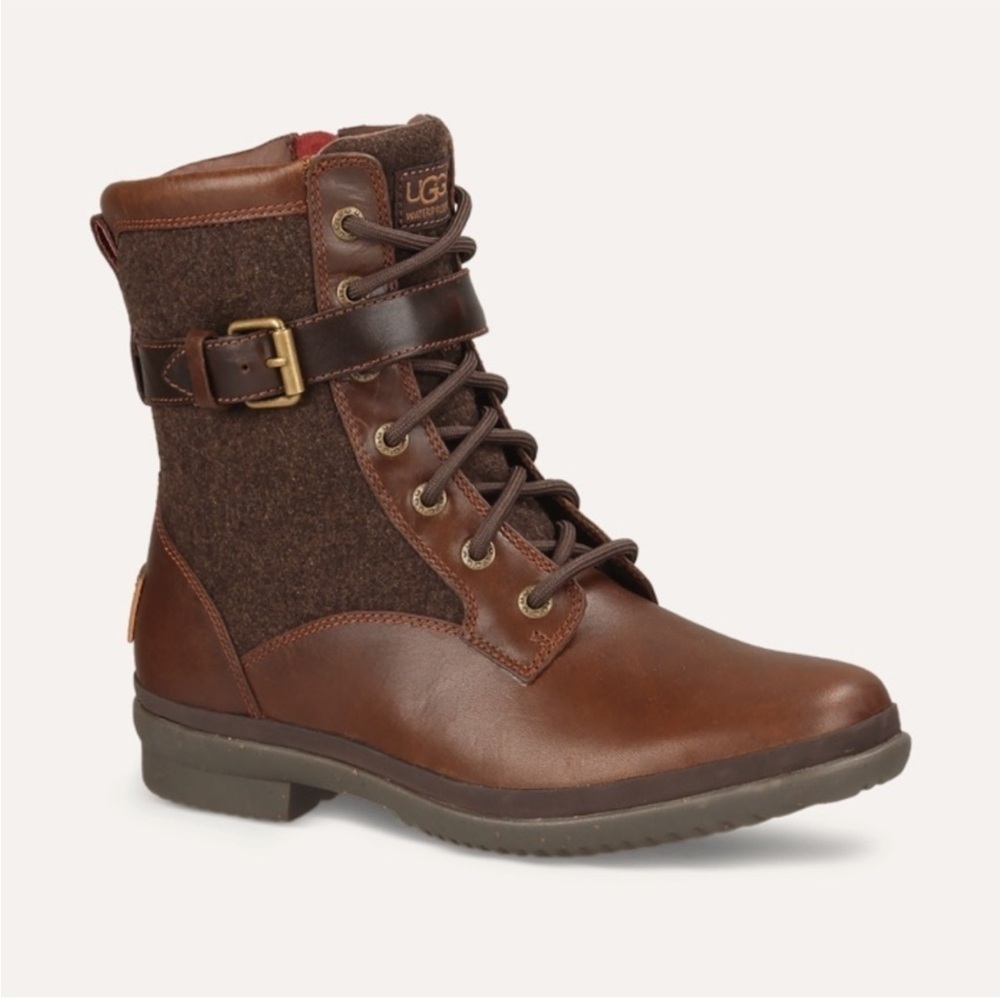 Ugg Kesey Chestnut Waterproof Leather & Wool Winter Boots Size 10